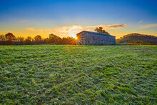 Tobacco Barn At Sunrise In Gravel Switch, Kentucky.