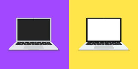 Fototapete - Illustration of two Laptop with flat design style on color background. Computer. Vector.