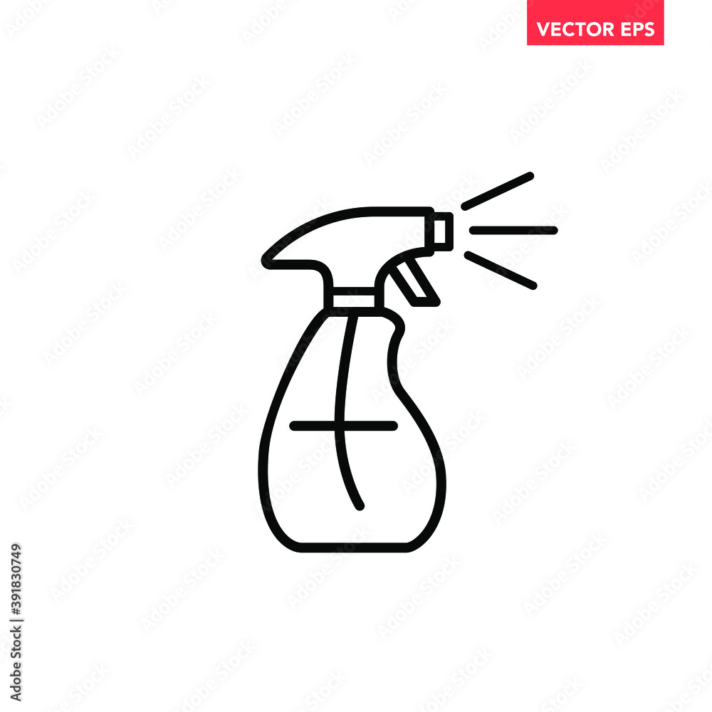 Black single spray bottle line icon, simple cleaning tool flat design ...
