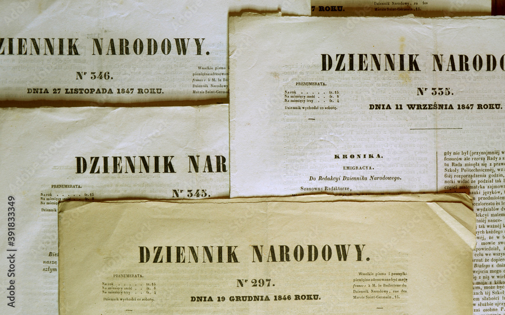 "Dziennik Narodowy" - 1846, 1847 - tygodnik polski wydawany w Paryżu - niepodległościowy, lecz opozycyjny względem Towarzystwa Demokratycznego Polskiego									
 - obrazy, fototapety, plakaty 
