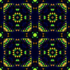 Poster - Abstract seamless pattern of simple geometric shapes. Bright shades of colors.