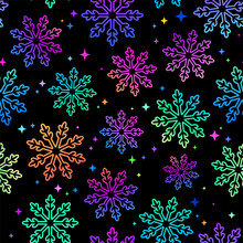 Winter Pattern Of Multicolored Bright Snowflakes