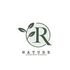 Canvas Print - R Letter Nature Floral Logo