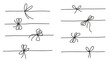 Rope bow collection isolated on white background. Hand drawn vector illustration set.