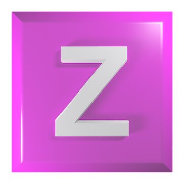 Pink square push button with the alphabetic letter Z - 3D rendering illustration