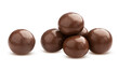 Homemade cocoa balls, chocolate dragee isolated on white background