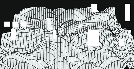 Leinwandbilder - Generative computer art and complex information visualization concept. Glitched and distorted polygonal 3d surface, graph or map mathematical function.