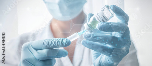 Fototapeta na szkło Vaccination Vaccine Syringe Injection Prevention Immunization Treatment Coronavirus Covid 19 Infectious Medicine Concept covid-19 vaccine disease preparing clinical trials vaccination medicine