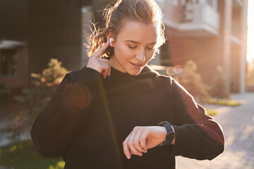 Female using smart watch