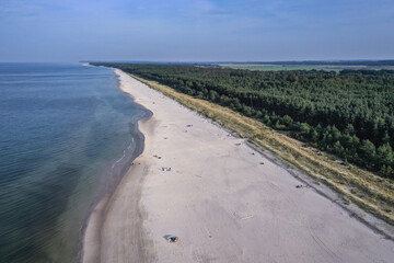 Canvas Print - Aerial view of a beach strip in Debki resort village on the Baltic Sea coast in Pomerania region of Poland