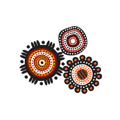 Poster - Aboriginal art dots paining icon logo design template