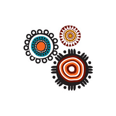 Poster - Aboriginal art dots paining icon logo design template