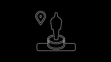 Sticker - White line Map pin and monument icon isolated on black background. Navigation, pointer, location, map, gps, direction, place, compass, search concept. 4K Video motion graphic animation