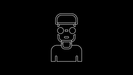 Poster - White line Nerd geek icon isolated on black background. 4K Video motion graphic animation