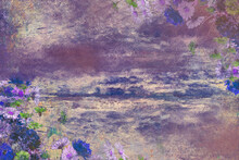 Purple Floral Wall Textured Background