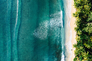 Remote pacific island beach and ocean waves 