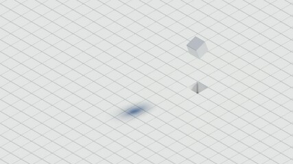 Fototapete - 3d render of white background made of stack of cubes with central wave. Technology simple concept.