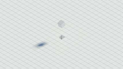 Fototapete - 3d render of white background made of stack of cubes with central wave. Technology simple concept.