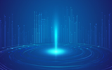 Poster - luminous helix and upward line, internet technology background.