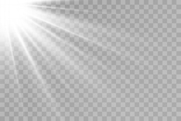 Poster - Vector transparent sunlight.Vector scene illuminated by spotlight . Light effect on transparent background