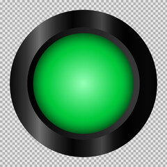 Poster - Green button in black frame on transparent background for web. Isolated vector object. EPS 10