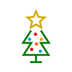 Sticker - Christmas tree icon isolated on white background