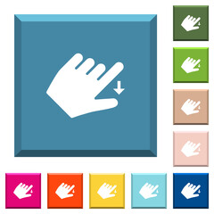 Sticker - Left handed move down gesture white icons on edged square buttons