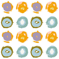 Aufkleber - Painted circles background. Acrylic paint or ink rounded hand painted brush strokes. Vector seamless pattern in pastel colors. Retro scandinavian style colorful abstract decorative ornament