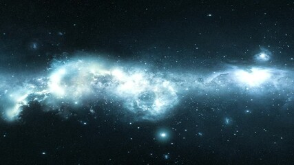 Wall Mural - camera slowly moves in outer space against the background of a beautiful galaxy, 3d animation