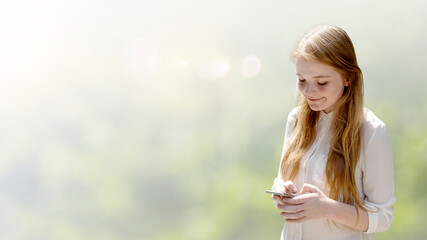 Canvas Print - Girl texting on her phone