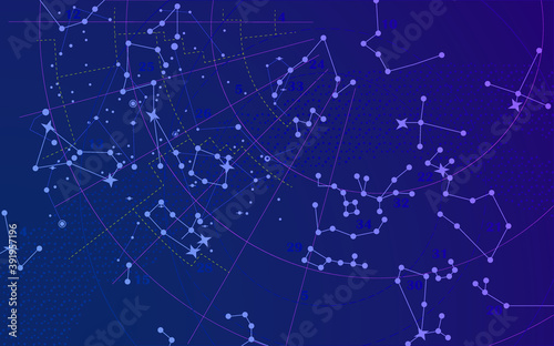 Fotomural Stars map background/ Vector wallpaper space, black hole, planets elements textu