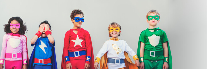 Wall Mural - Kids dressed as superheroes