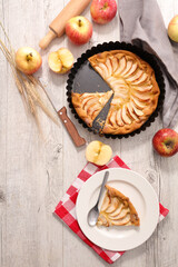 Wall Mural - apple pie on wood background