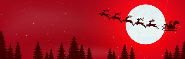 Wall Mural - santa claus with reindeer fly high