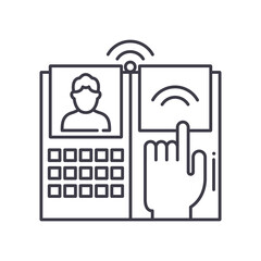 Biometric system icon, linear isolated illustration, thin line vector, web design sign, outline concept symbol with editable stroke on white background.