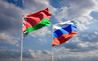Beautiful national state flags of Russia and Belarus.