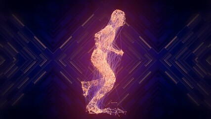 Aufkleber - Seamless loop animation of abstract figure from lines and dots. 3d rendering UHD