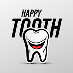 Poster - Happy Tooth Vector Cartoon Isolated