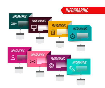 Business Infographic with Colorful Papers