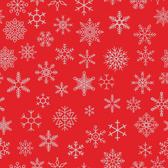 Poster - Vector seamless pattern with Snowflake. Snowflake vector pattern isolated on red background.