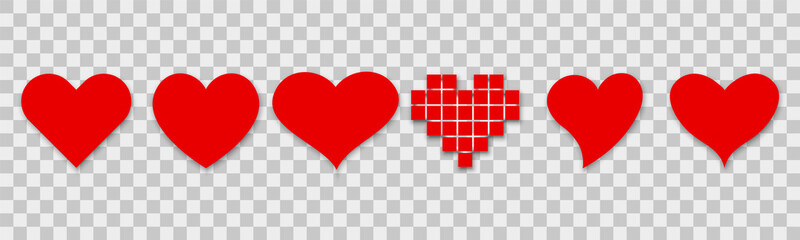 Poster - Collection of Heart icon, Symbol of Love Icon flat style modern design Isolated on Blank Background. Vector illustration.