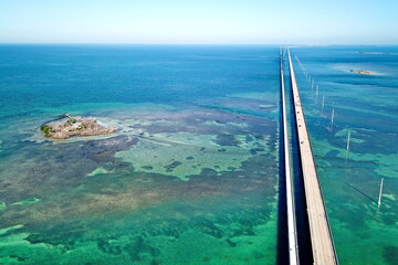 Canvas Print - The road over Florida Keys to Key West