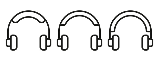 Fototapete - Set of headphone icons. Vector outline icons