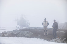 Helicopter Pilot And Passenger Wait Out Bad Weather, Poor Visibility.
