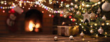 Fototapeta  - Christmas Tree with Decorations And Stars