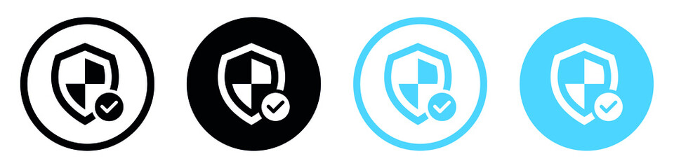 Leinwandbilder - Security shield protected icon, Shield with check mark, Tick mark approved icon