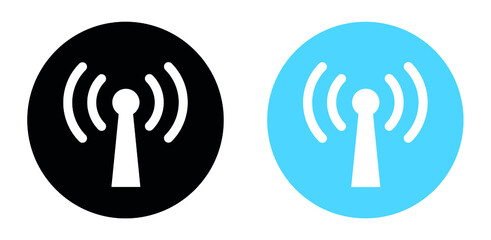 Fototapete - Wi-fi wireless icon, Wifi internet sign icon in flat style, Radio tower icon, Wireless technology connection airwaves