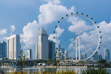 Ferris Wheel In Singaore Against Blue Sky