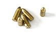 © Lubo Ivanko - Yellow brass ammo bullets isolated on white background, view from above