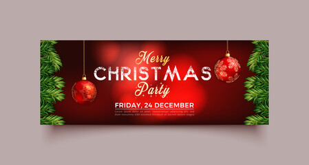 Wall Mural - Christmas banner template. Horizontal christmas poster, greeting cards, headers, website